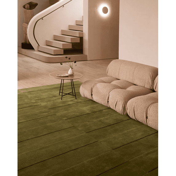 AARISH RUGS Wool Hand-tufted Area Rugs: Comfort, Craftsmanship & Contemporary Style Living Room Carpet, Modern Trace Rug for Hallway (Eucalyptus)