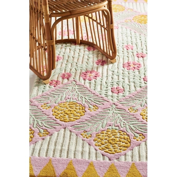 AARISH RUGS Yellow Geometric Non-Slip Backing Modern Rug - Tufted Wool Area Rug for Living Room, Bedroom, Any Room and Hallway (4X7 ft)