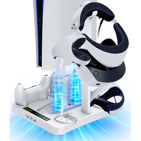AARONMEI VR2 Cooling Stand with Controller Charging Station for PlayStation 5, White