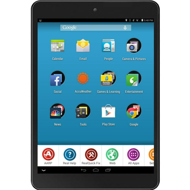 AARP RealPad MA7BX2 Tablet, 7.9", 1 GB, 16 GB Storage, Android 4.4 KitKat, Black