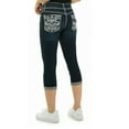 thumbnail image 1 of AAT.9 Women’s Rhinestone Tummy-Control Mid Rise Capris Cropped Blue Denim Jeans, 1 of 5