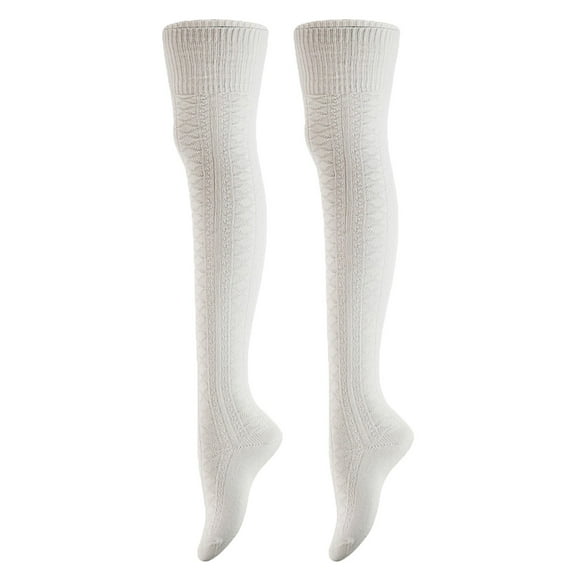 AATMart Attractive Big Girl's Women's 2 Pairs Lightweight Moisture Wicking & Extra Soft Knee High Cotton Socks Size 6-9 M1025 Cream