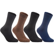 AATMart Mens 4 Pairs Lightweight Wool Crew Socks with Breathable Features Hiking and Running Socks FS03 Medium Black, Dark Grey, Coffee, Navy
