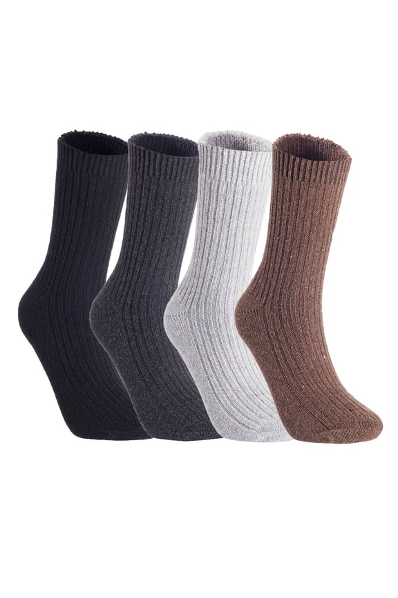 Men's 4 Pairs Lightweight Wool Crew Socks with Breathable Features Moisture Wicking Socks for the Winter Season FS03 Medium Assorted
