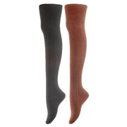 AATMart Womens 2 Pairs Comfortable Lightweight Moisture Wicking & Extra Soft Knee High Cotton Boot Socks Size 6-9 M1025Black+Coffee