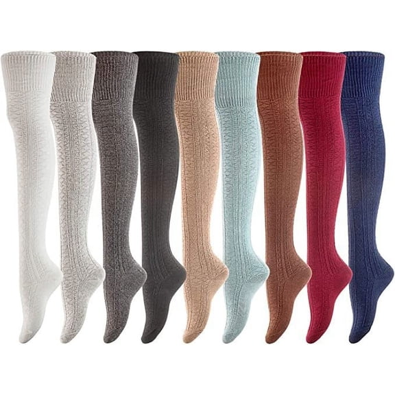 AATMart Women's 4 Pairs Breathable Comfortable Lightweight & Extra Soft Knee High Cotton Socks Size 6-9 M1025(Assorted)