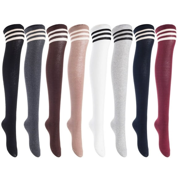 AATMart Women's 4 Pairs Comfortable Lightweight & Extra Soft Knee High Cotton Boot Socks Size 6-9 M1022Random