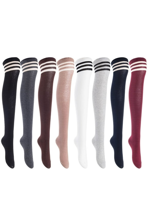 Women's 4 Pairs Comfortable Lightweight & Extra Soft Knee High Cotton Boot Socks Size 6-9 M1022Random