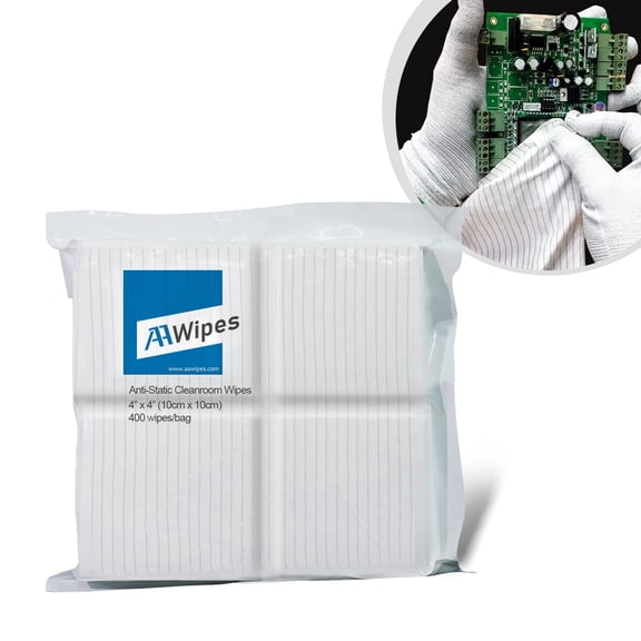 AAWipes Anti-Static Cleanroom Wipe Cloths (4"x4", Pack of 400) - Safe Electrostatic Discharge (ESD) Polyester Wiper Special ESD-Safer Wiper Cloths Lint Free Static Dissipative Wipers (CE16004)