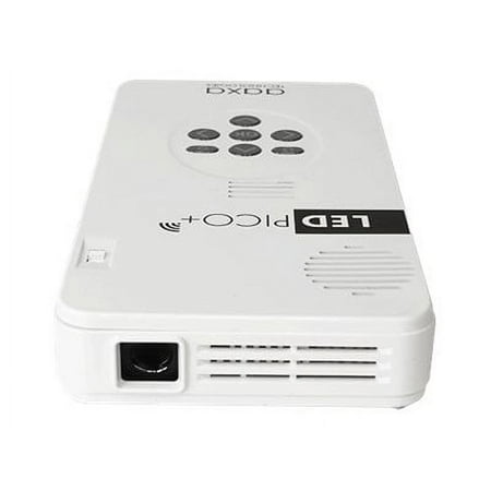 AAXA - Ultra-Portable LED Pico+ Mini Projector with 2 Hour Li-ion Battery, Wireless Screen Mirroring - White