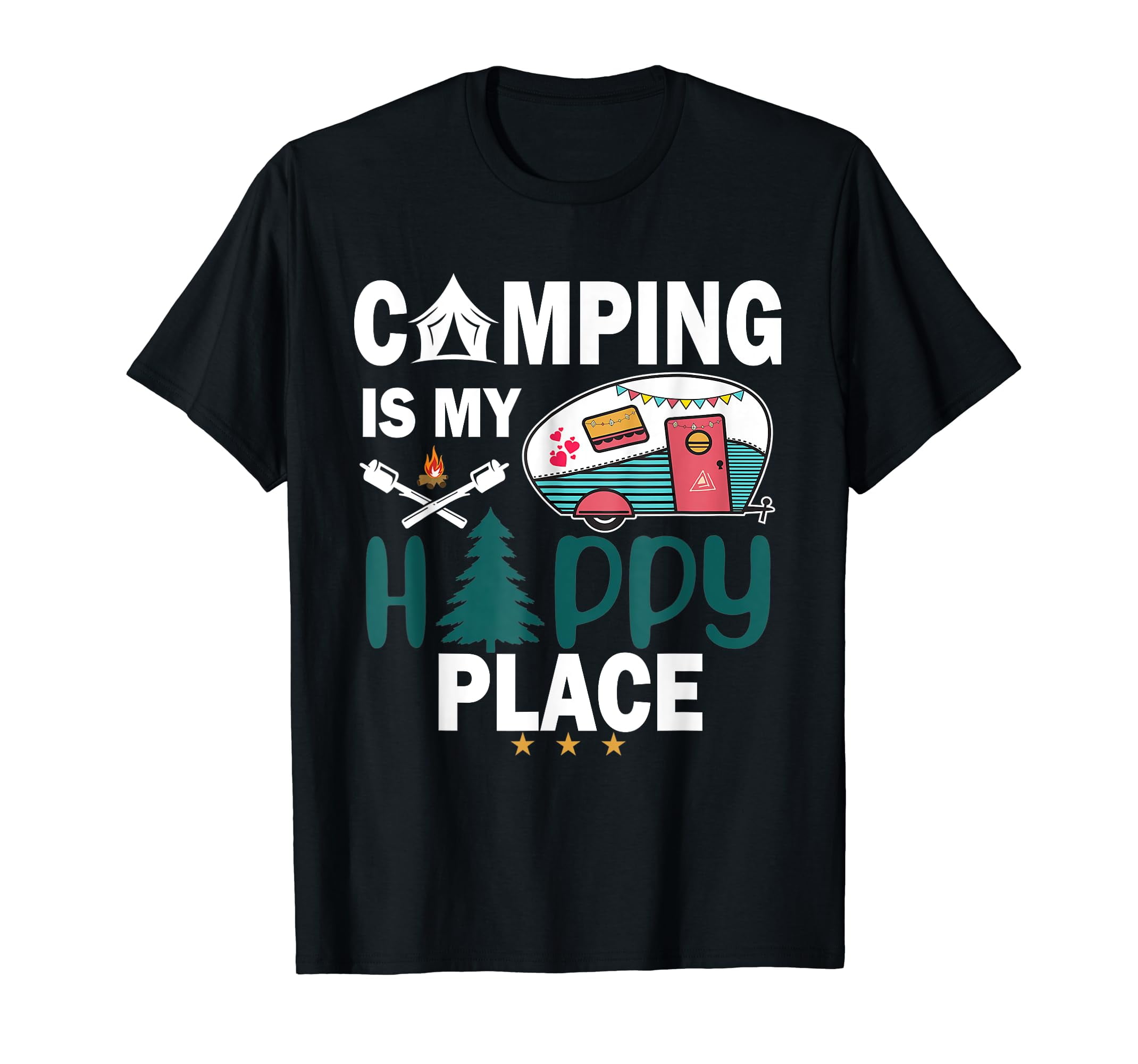 AAXMKRS Camping Is My Happy Placetees,Trendy Graphic women's t shirts