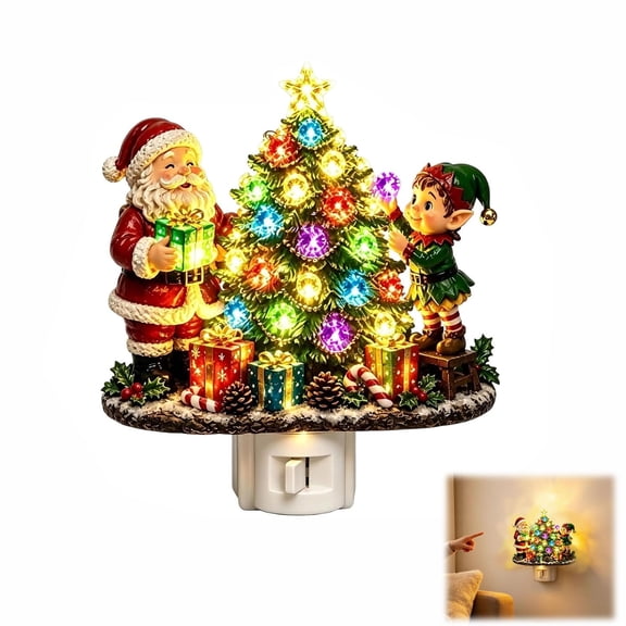 AAYMIA Jeweled Christmas Tree Night Light, 3D Crystal LED Plug-in Night Light, Gemstone Wall Nightlight Gift for Christmas