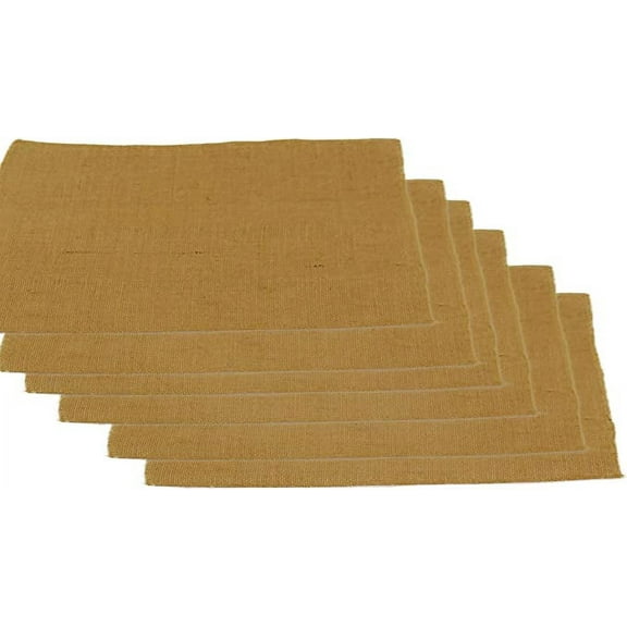 AAYU Burlap placemats for Dining Table Set of 6 14 inch x 18 Inch, 2 Finished Edge and 2 Fringe raw Rustic Edges (14 Inch X 18 inch X6Pcs)