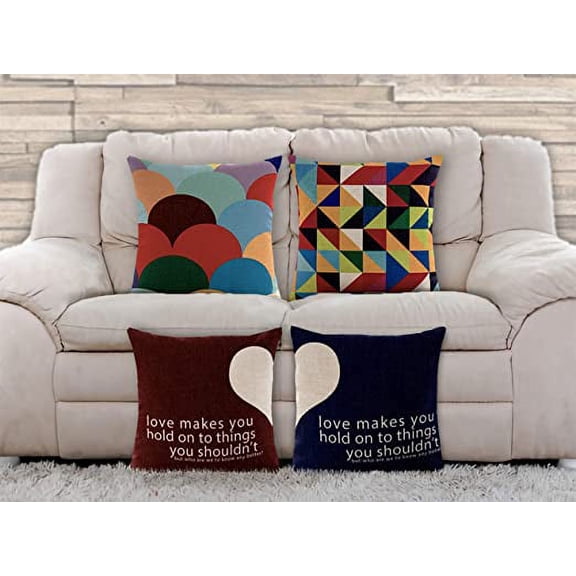 AAYU Imitation Linen Throw Pillow Cover Cats 18 X 18 Inch | 45 X 45 Cm | 4 Pieces Set | Digital Printed Both Sides | Decorative Pillow Cushion Covers for Sofa Bedroom Car Couch