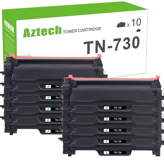 AAZTECH 10-Pack Compatible Toner Cartridge for Brother TN-760 TN-730 TN730 HL-L2350DW HL-L2370DW HL-L2390DW HL-L2395DW MFC-L2710DW MFC-L2750DW DCP-L2550DW Printer Ink (Black)