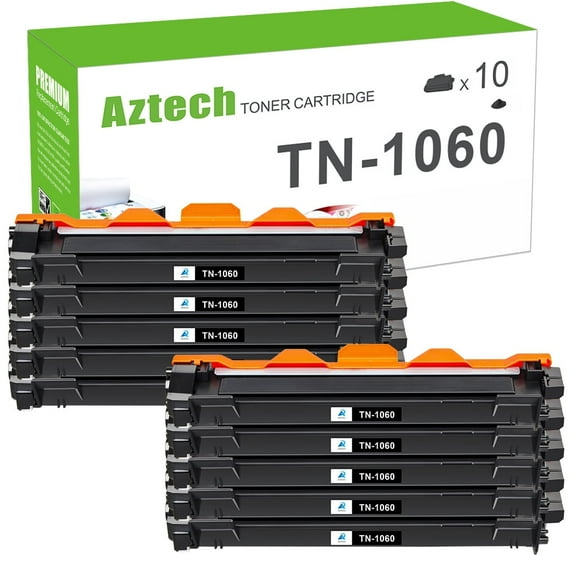 AAZTECH 10-Pack Compatible Toner Cartridge for Brother TN-1060 HL-1110 1112 1210W MFC-1810 1815 1910W DCP-1510 1512 1610W 1612W Printer (Black)
