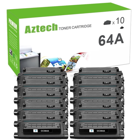 AAZTECH 10-Pack Compatible Toner Cartridge for HP CC364A 64A Printer Ink (Black)