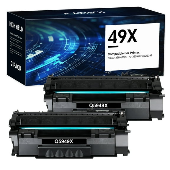 49A 49X Toner Cartridges Q5949A Q5949X 2-Pack Compatible for HP 49A 49X 53X Q5949X 49X LaserJet 1160 1160LE 1320 1320N 1320TN 1320NW 3390 3392 (Black)