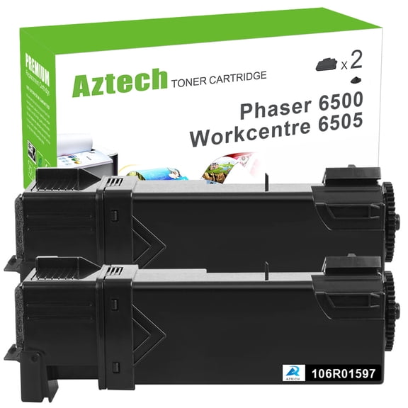 AAZTECH 2-Pack Compatible Toner Cartridge for Xerox 106R01597 Phaser 6500 6500N 6500DN Printer Ink (Black)