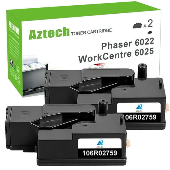AAZTECH 2-Pack Compatible Toner Cartridge for Xerox 106R02759 Phaser 6020 6022 WorkCentre 6025 6027 (Black)