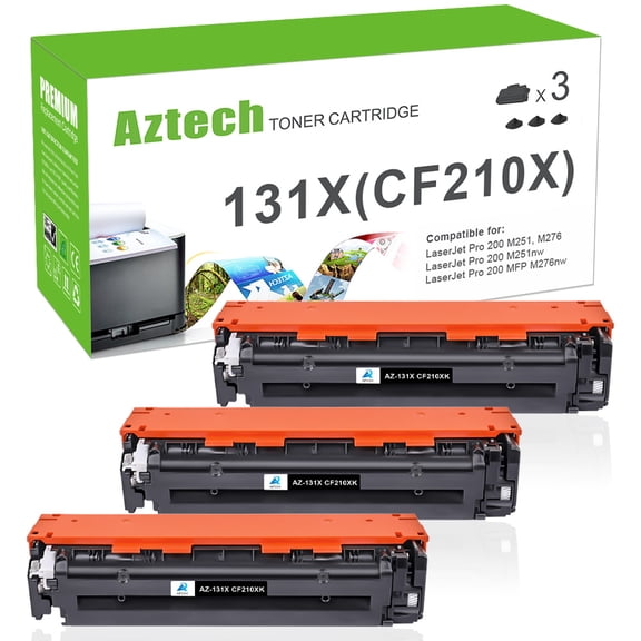 AAZTECH 3-Pack Compatible Black Toner Cartridge for HP CF210X 131X High Yield Printer Ink (Black)