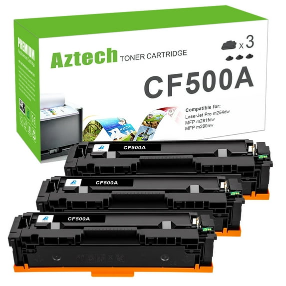 AAZTECH 3-Pack Compatible Toner Cartridge for HP CF500A 202A Printer Color LaserJet Pro M254dw M254dn M254nw with Chip (Black)