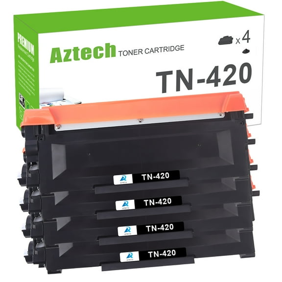 AAZTECH 4-Pack Compatible Toner Cartridge Replacement for Brother TN-420 TN420 MFC-7360N DCP-7065DN IntelliFax 2840 2940 MFC-7860DW MFC-7460DN HL-2270DW MFC7240 Printer Ink Black