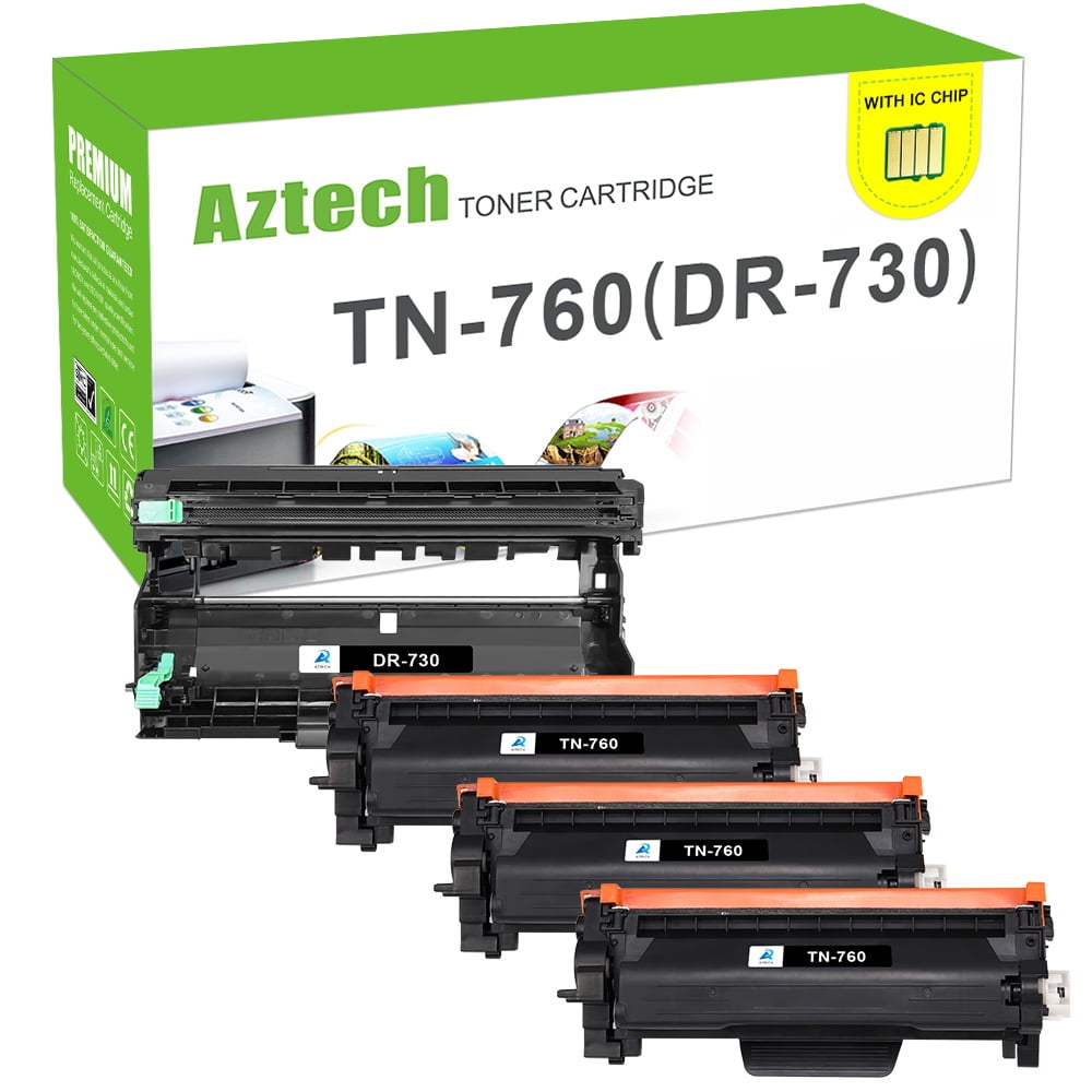 AAZTECH 4Pack Compatible Toner Cartridge TN760 & Drum Unit DR730 for