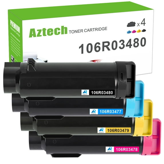 AAZTECH 4-Pack Compatible Toner Cartridge for Xerox 6510 106R03480 Phaser 6510N 6510DN 6510DNM 6510DNI WorkCentre 6515N 6515DN 6515DNM 6515DNI Printer Ink (1*Black,1*Cyan,1*Magenta,1*Yellow)