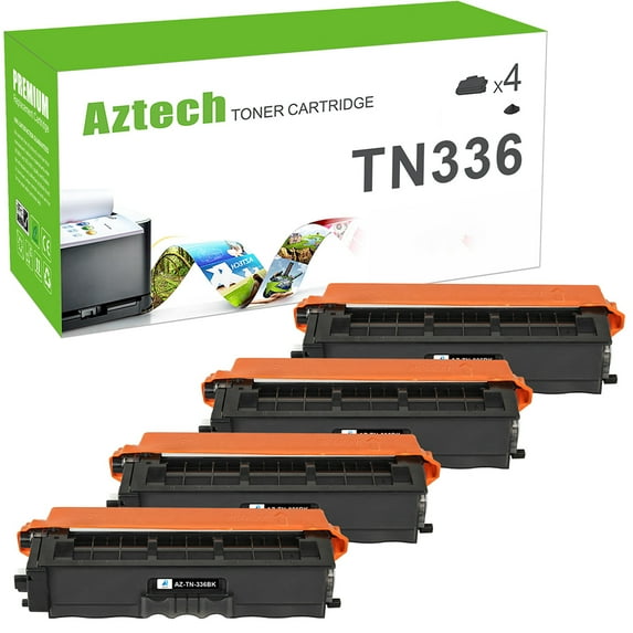 AAZTECH 4-Pack Compatible Toner Cartridge for Brother TN-336BK TN336 TN 336 Printer Ink (Black)
