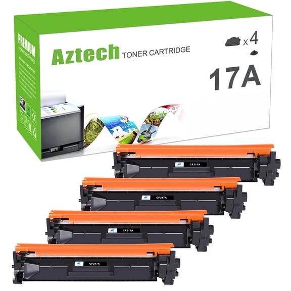 AAZTECH 4-Pack Compatible Toner Cartridge with Chip for HP 17A CF217A LaserJet Pro M102w M102a MFP M130nw M130fw M130fn M130 Printer (Black)