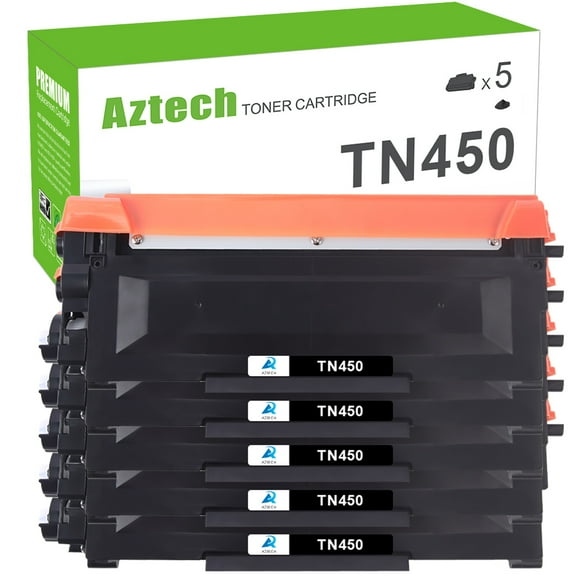 AAZTECH 5-Pack Compatible Toner Cartridge for Brother TN-450 HL-2230 HL-2270DW HL-2280DW DCP-7065DN MFC-7360N MFC-7860DW Printer (Black