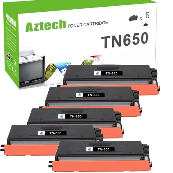 AAZTECH 5-Pack Compatible Toner Cartridge for Brother TN-650 HL-5440D 5450DN 5450DNT 6180DW 6180DWT 5470DW 5470DWT Printer Ink (Black)