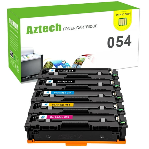 AAZTECH 5-Pack Compatible Toner Cartridge for Canon 054 CRG-054 Printer Ink (2*Black,Cyan,Magenta,Yellow)