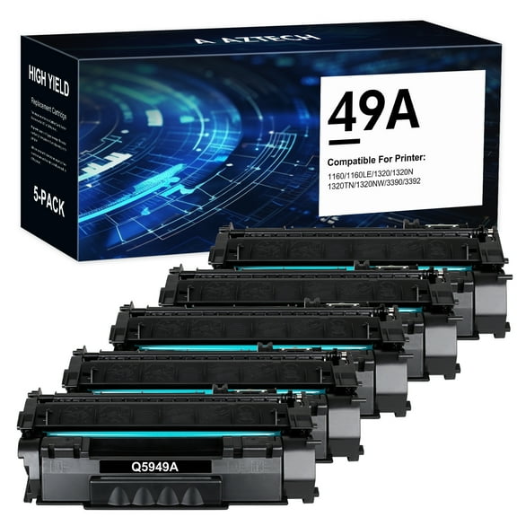 49A Toner Cartridges Q5949A 5-Pack Compatible Toner Cartridge for HP 49A 53A Q5949A 49A LaserJet 1320 1320N 1320TN 1320NW 3390 3392 (Black)