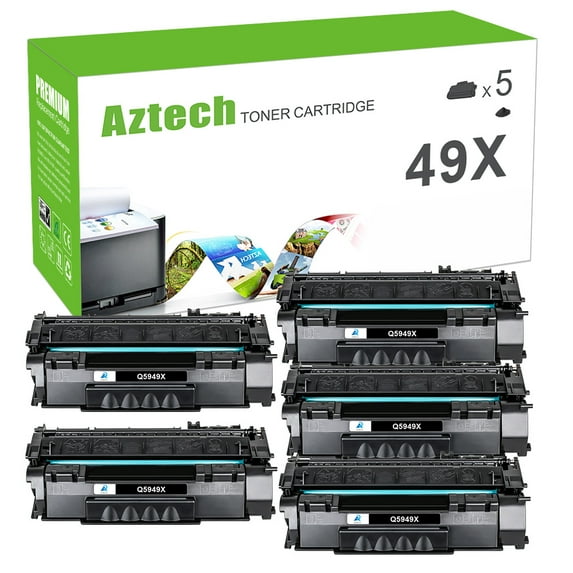 49A 49X Toner Cartridges Q5949A Q5949X 5-Pack Compatible for HP 49A 49X 53X Q5949X Q7553X LaserJet 1160 1160LE 1320 1320N 1320TN 1320NW 3390 3392 (Black)