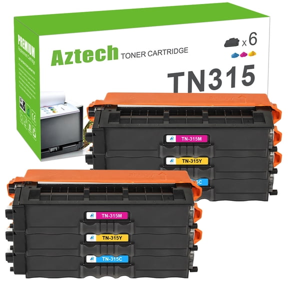 AAZTECH 6-Pack Compatible Toner Cartridge for Brother TN-315Y TN-315 HL-4150CDN HL-4570CDWT MFC-9460CDW MFC-9560CDW MFC-9970CD Printer (2*Cyan,2*Magenta,2*Yellow)