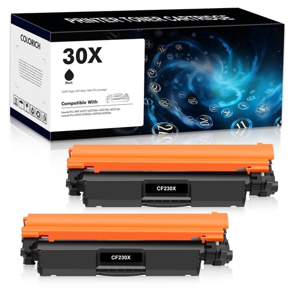 Colorich Compatible for HP 30A 30X CF230X Toner Cartridge for MFP M227fdw M203dw M227fdn M203dn M203d M227sdn Printer Ink (Black, 2-Pack)
