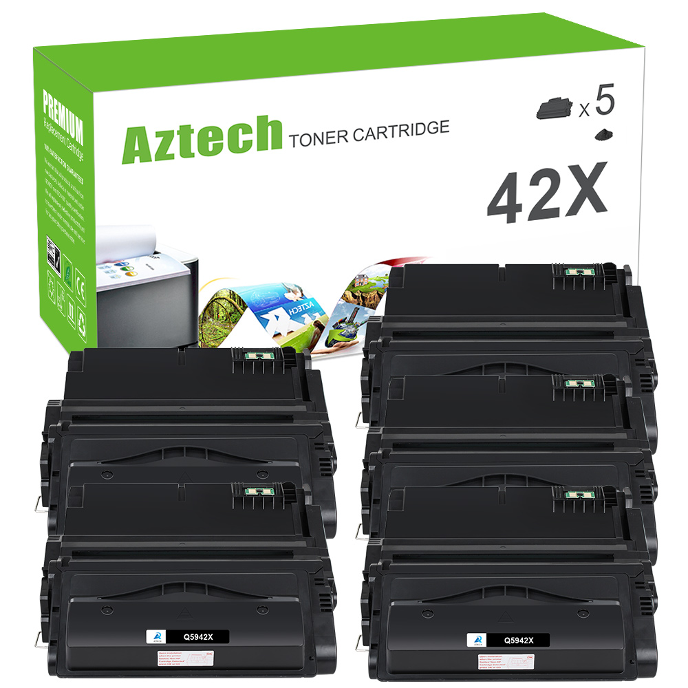 AAZTECH Compatible Toner Cartridge Replacement for HP 42X Q5942X LASERJET 4200,4250,4300,4350,4345 Series Printer Ink (Black, 5-Pack, High Yield 20,000 Pages) - image 1 of 9