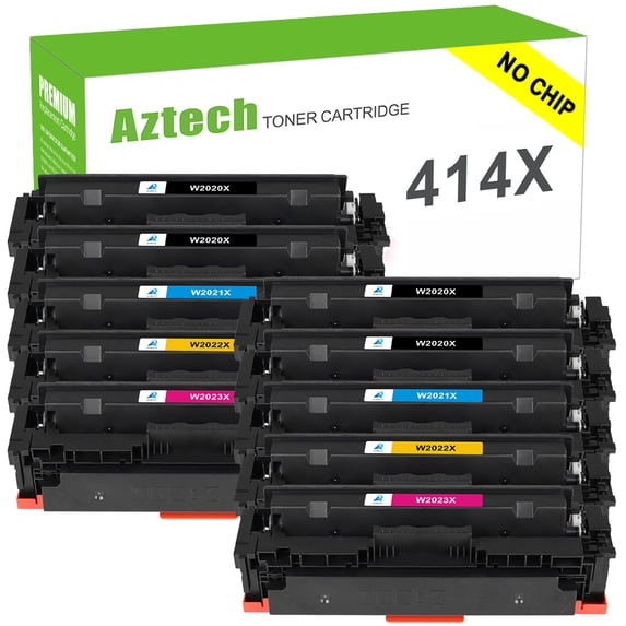 AAZTECH NO Chip 10-Pack Compatible Toner Cartridge for HP W2020X 414X for Color LaserJet M454,Color LaserJet Pro MFP M479 Printer,with Tools (4*Black,2*Cyan,2*Magenta,2*Yellow)
