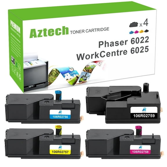 AAZTECH Toner Cartridge Compatible for Xerox Phaser 106R02759 WorkCentre 6027 6025 Phaser 6022 6020 Printer Ink (Black, Cyan, Magenta, Yellow, 4-Pack)