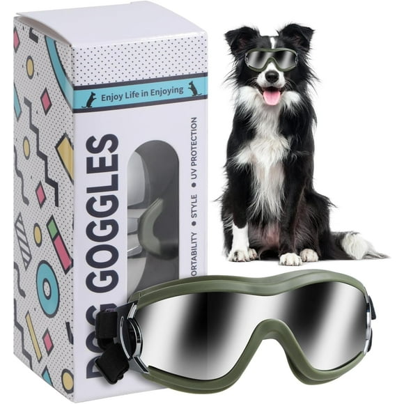 AAZZ Dog Sunglasses/Goggles, UV/Wind/Dust/Fog Protection Pet Glasses Eye Wear with Adjustable Strap for Medium or Large Dog (Pack of 1)