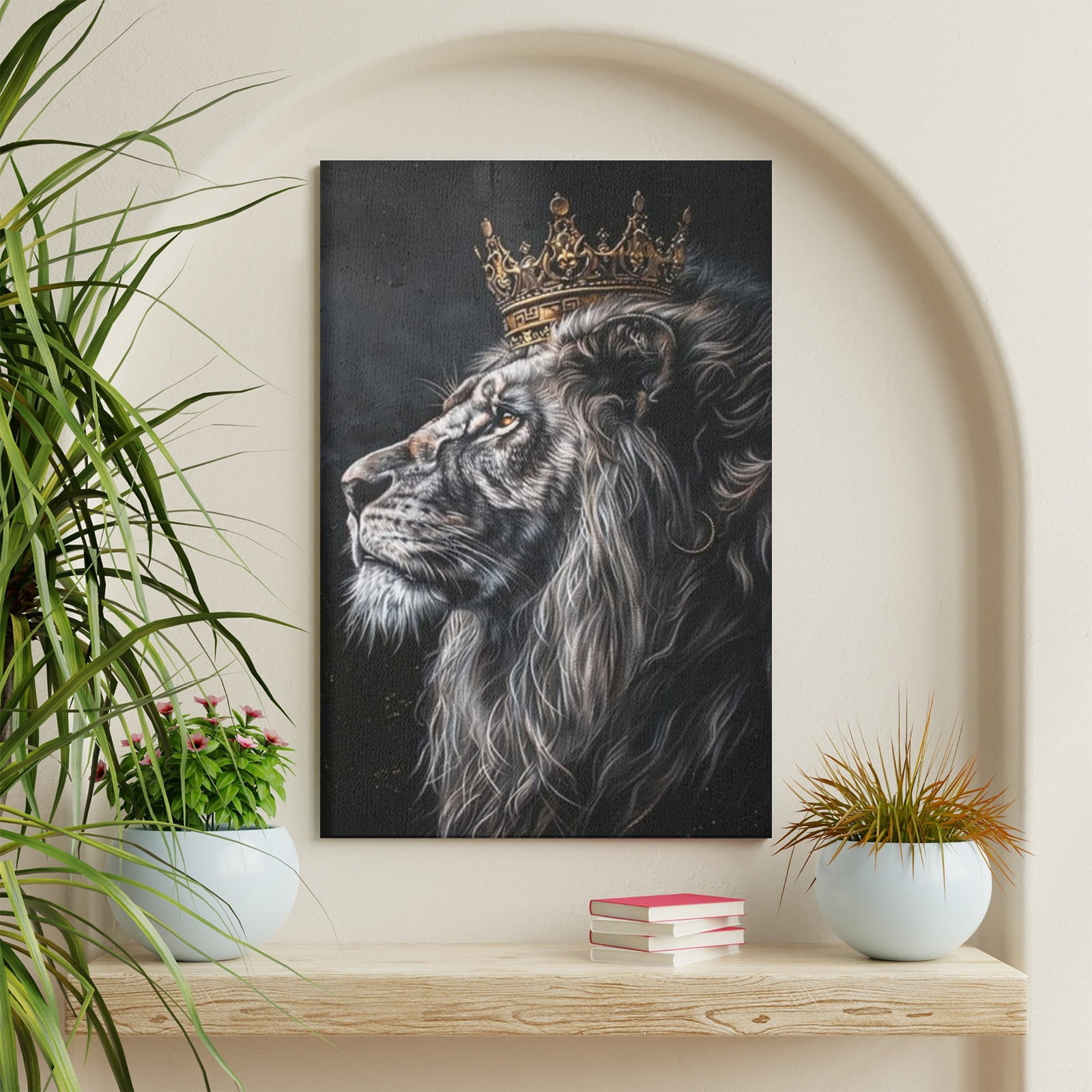 AAposter Black African Wall Art Gold Crown Wall Decor King Lion Picture ...