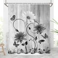 AAtter Yellow Flowers Shower Curtain Rustic Floral White Daisy Black