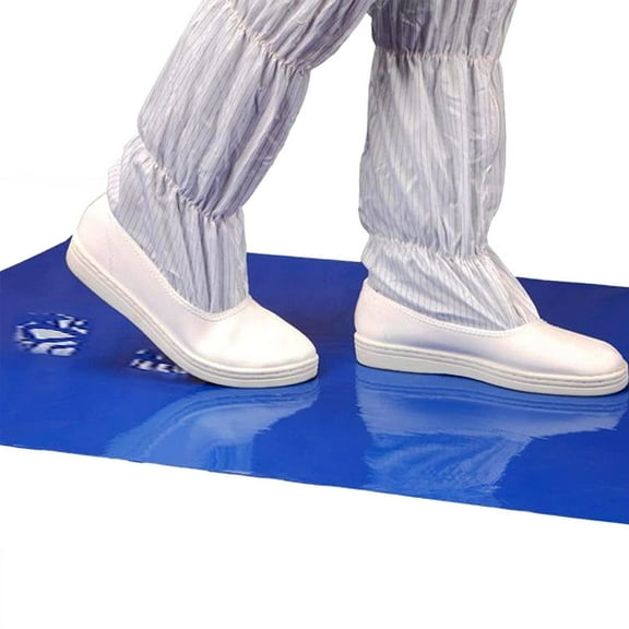 AAwipes 150 Sheets 18" x 36" Adhesive Mats (Blue Sticky Mats, Case of 5 Packs, 30 Sheets/Packs) Cleanroom Sticky Floor Mats Peel Off for Construction, Hospital, Labs - Remove Traffic-Borne Dust & Dirt