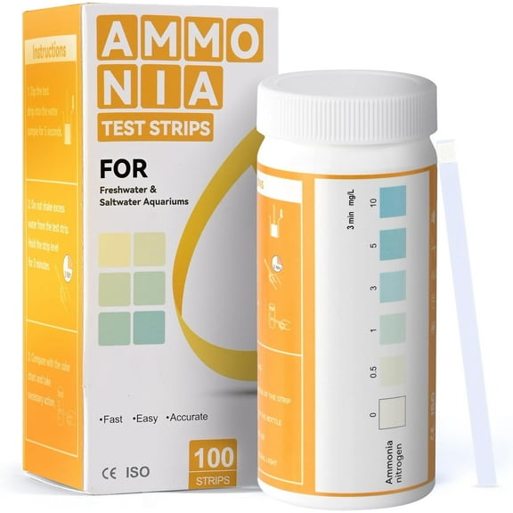 AAwipes Ammonia Test Strips for Fish Tank Aquarium Test Strips Aquarium Water Test Kit Freshwater Fish Tank (100)