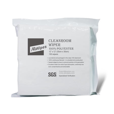AAWipes Polyester Wipers 12x12 Inches, Bag of 150, Ultra-Soft with Laser Cut Edges