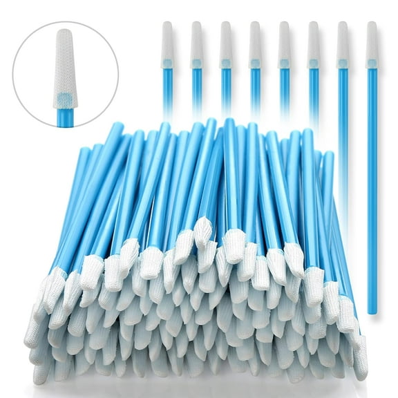 AAwipes Cleanroom Swabs Pointed Tips (100 pcs, 73mm Length, 3.2mm Head Width, Blue) Multi-Purpose Cleaning Swab Sticks with Lint-Free Microfiber Tips for Inkjet Printer, Craft, Camera, Lens (A756A)