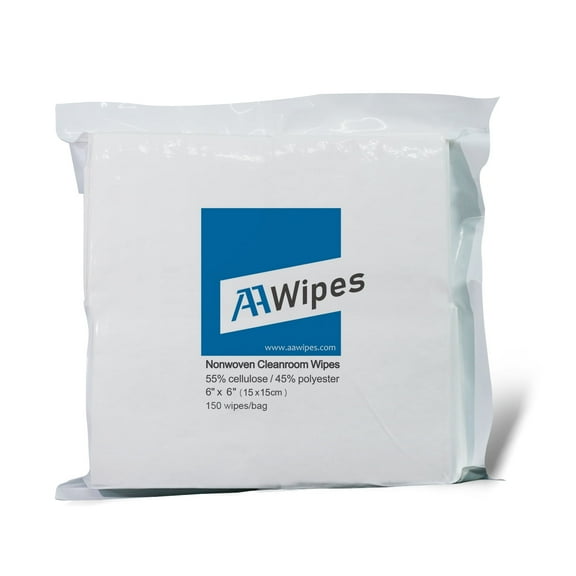 AAwipes Cleanroom Wipes 6" x 6" (Bag of 150 Pcs, Grade A, 68 GSM) Lint Free Wipes Cellulose/Polyester Wipers for Lab, Electronics, Pharmaceutics, Electronics, Printing (NW06806)