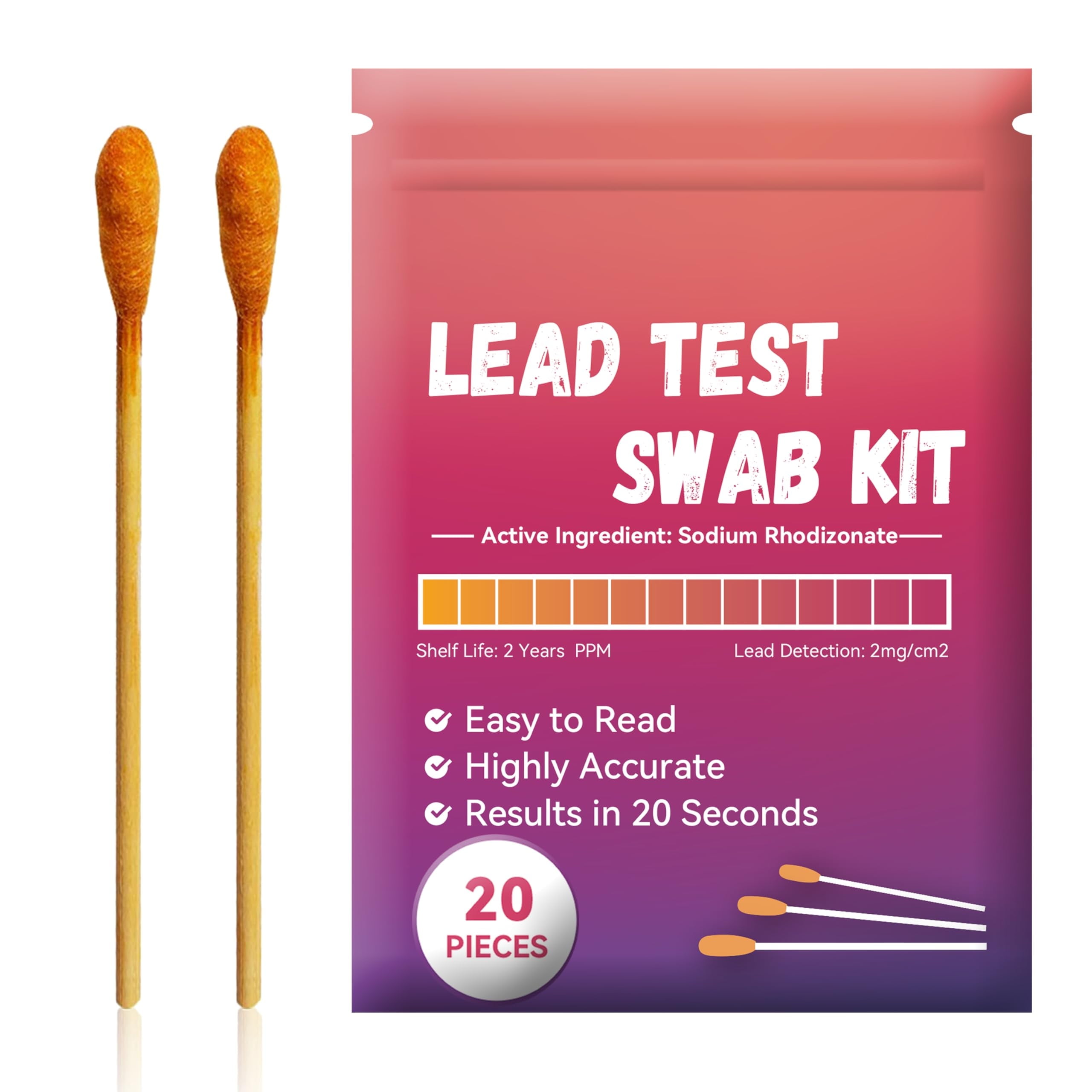 AAwipes Lead Test Kit (20 Pcs Lead Check Swabs) Results in 20Seconds by Using Water Only, No